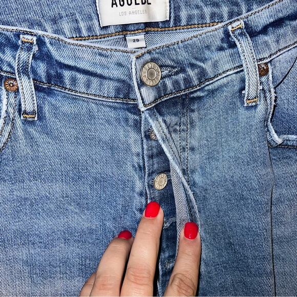 AGOLDE light wash distressed straight leg jeans 29 - Picture 6 of 6